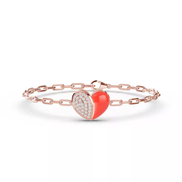 Amara Red Ceramic Lab Pavé Heart Bracelet