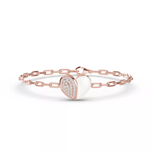Amara White Ceramic Pavé Heart Bracelet