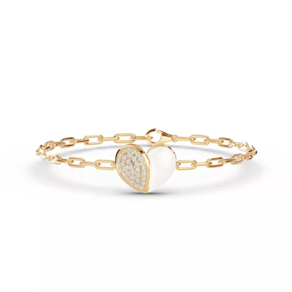 Amara White Ceramic Lab Pavé Heart Bracelet