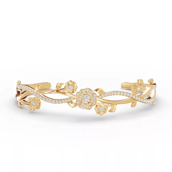 Camelia Floral Lab Diamond Bangle