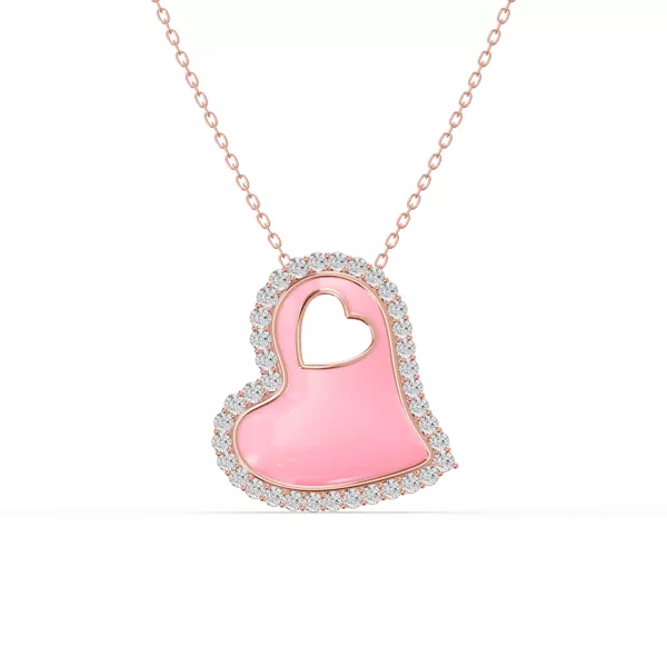 Cherish Pink Lab Pavé Heart Necklace