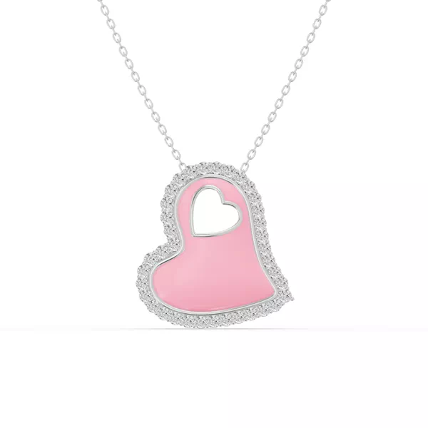 Cherish Pink Lab Pavé Heart Necklace