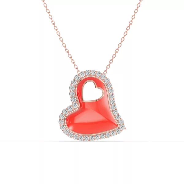 Cherish Red Pavé Heart Necklace
