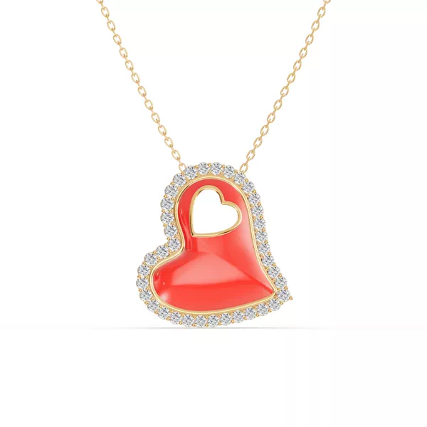 Cherish Red Lab Pavé Heart Necklace