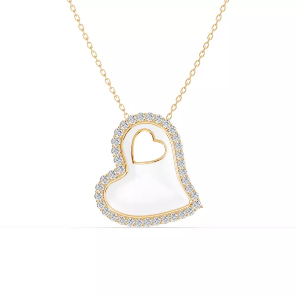 Cherish White Lab Pavé Heart Necklace