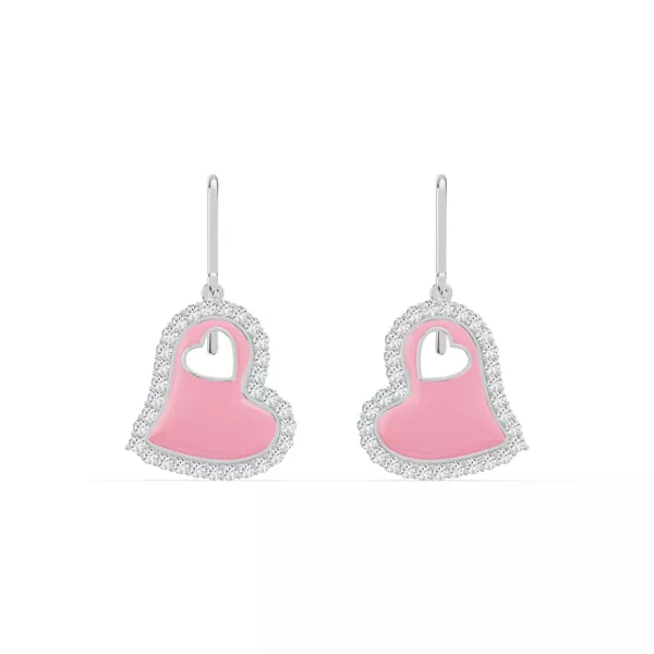 Cherish Pink Lab Pavé Heart Earrings