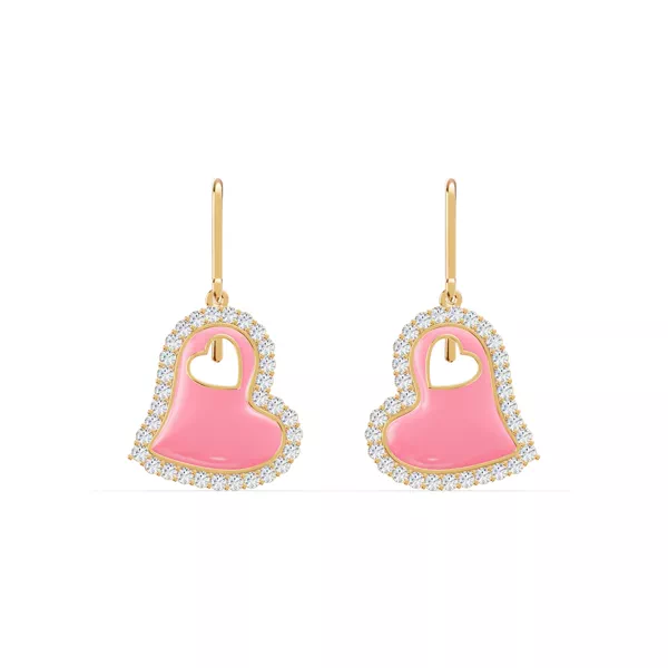 Cherish Pink Lab Pavé Heart Earrings