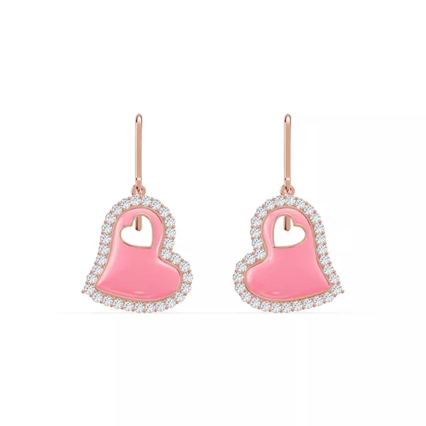 Cherish Pink Lab Pavé Heart Earrings