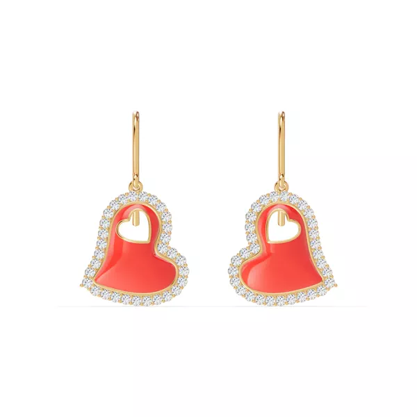 Cherish Red Lab Pavé Heart Earrings