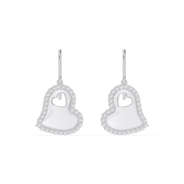 Cherish White Lab Pavé Heart Earrings