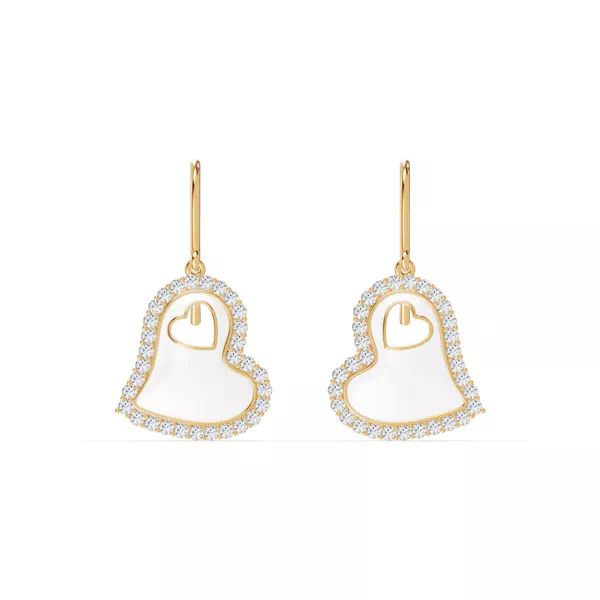 Cherish White Lab Pavé Heart Earrings