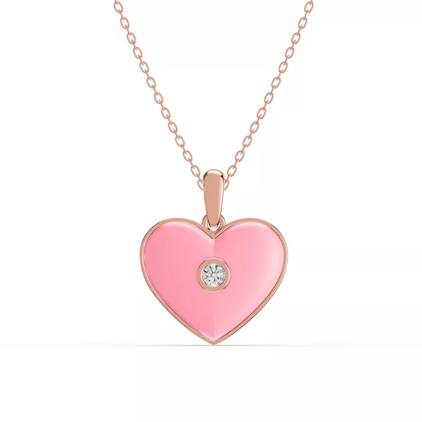 Devotion Pink Heart Bezel Lab Diamond Necklace