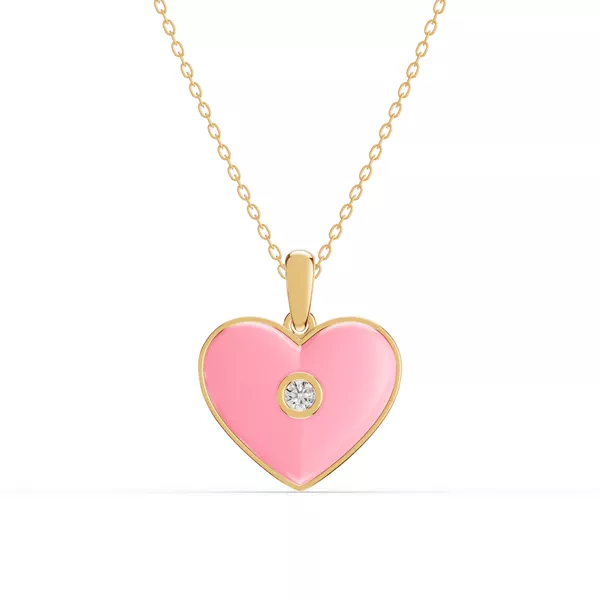 Devotion Pink Heart Bezel Diamond Necklace