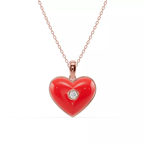 Devotion Red Heart Bezel Lab Diamond Necklace