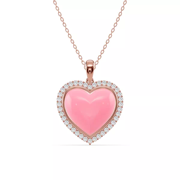 Forever Pink Heart Halo Diamond Necklace
