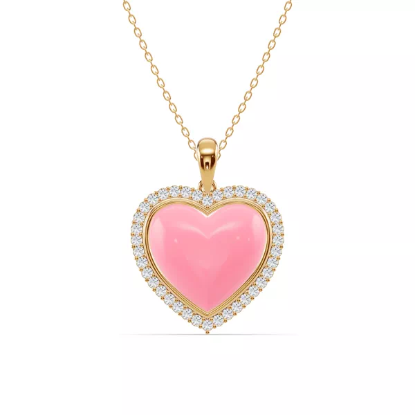 Forever Pink Heart Halo Diamond Necklace