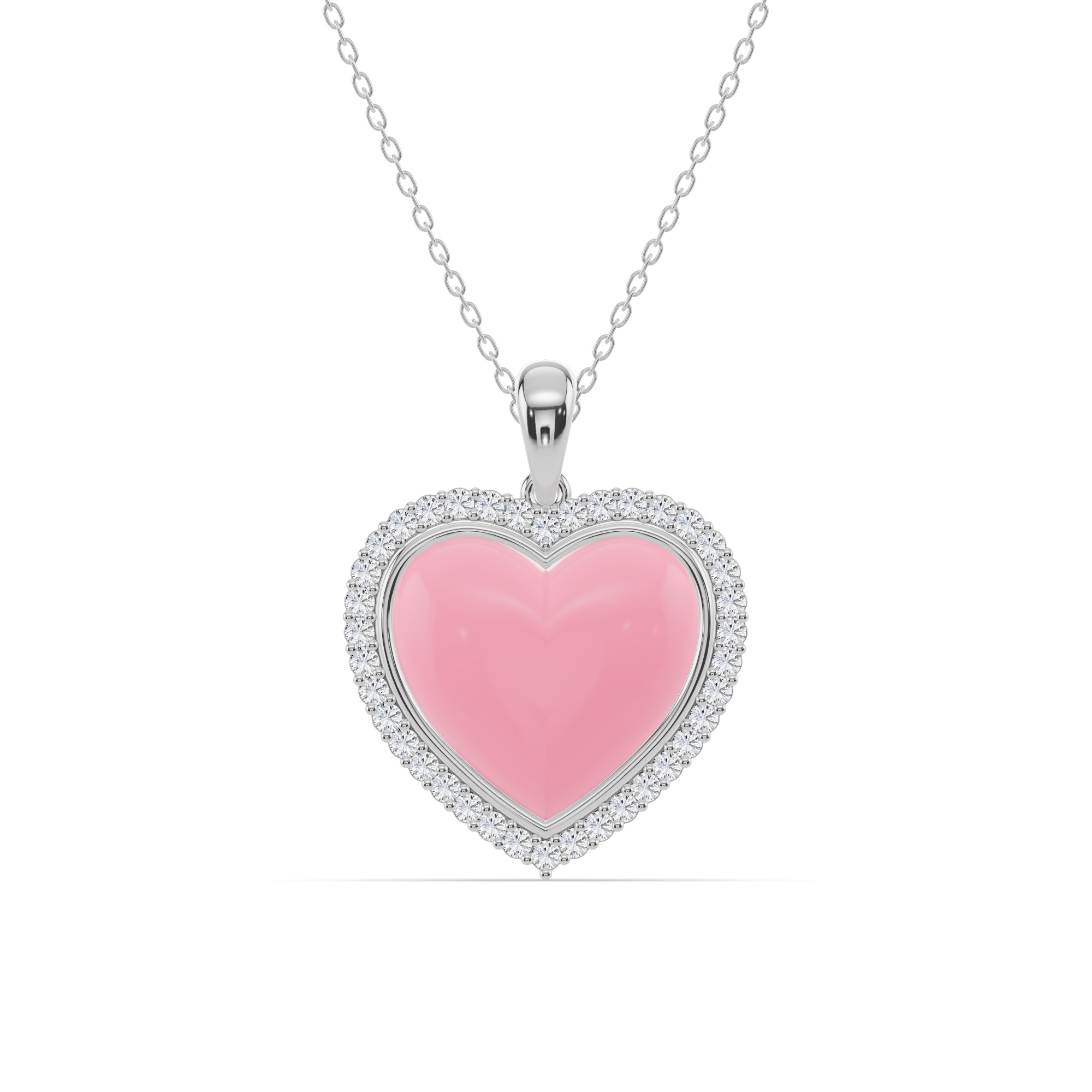 Forever Pink Heart Halo Diamond Necklace