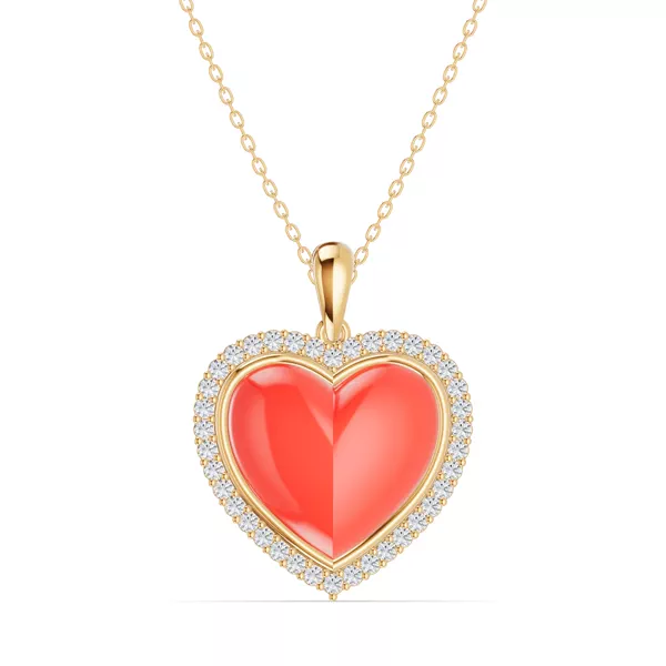 Forever Red Heart Halo Diamond Necklace