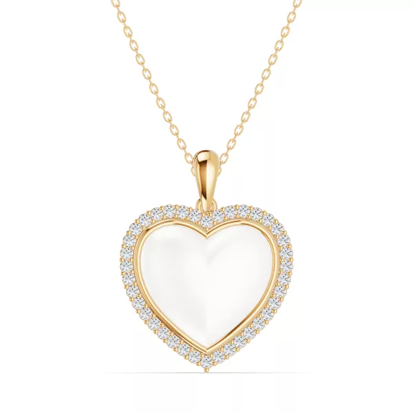 Forever White Heart Halo Diamond Necklace