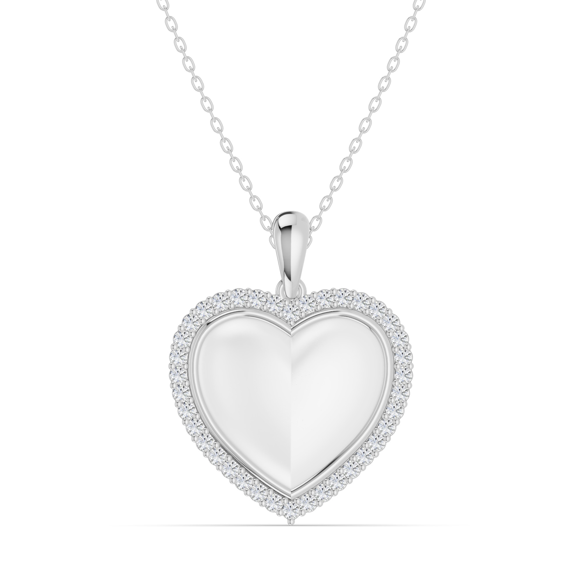 Forever White Heart Halo Lab Diamond Necklace