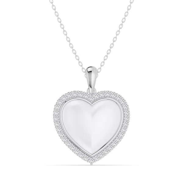 Forever White Heart Halo Diamond Silver Necklace