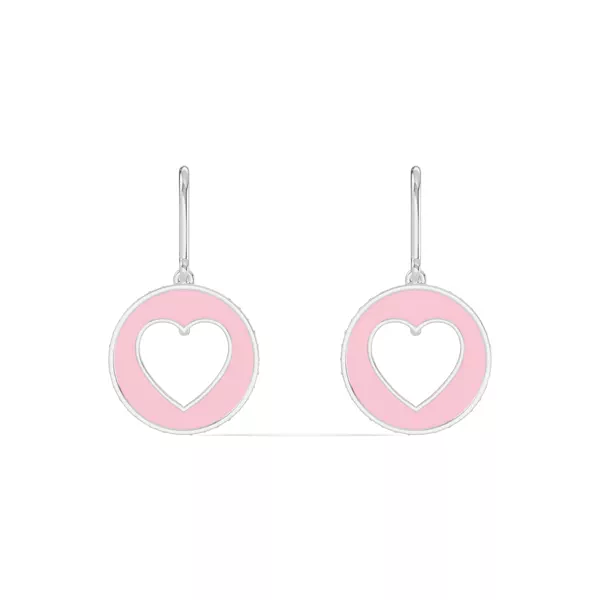 Pink Ceramic Open-Heart Lab Pavé Drop Earrings