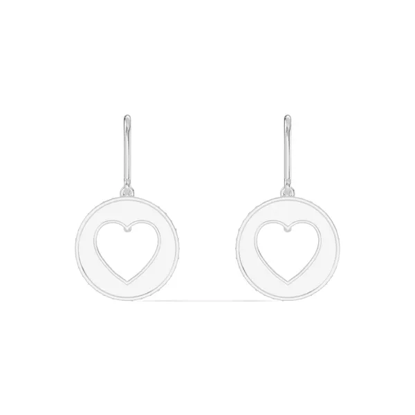 White Ceramic Open-Heart Lab Pavé Drop Earrings