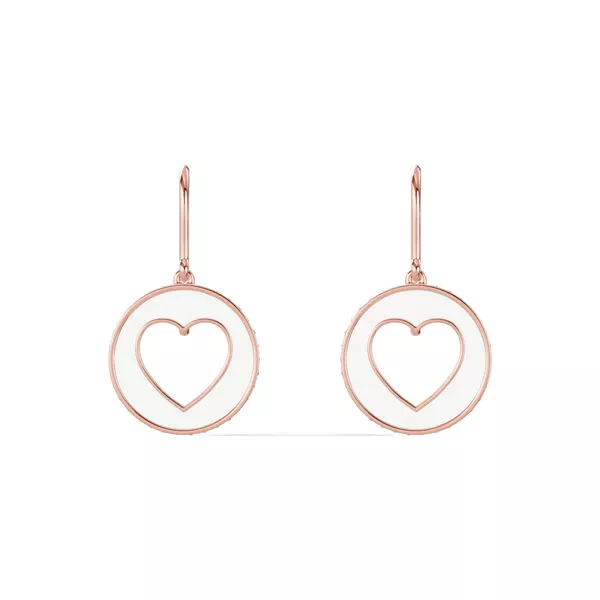White Ceramic Open-Heart Pavé Drop Earrings