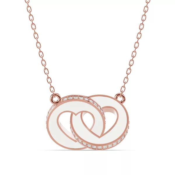 White Ceramic Interlocking Hearts Lab Pavé Necklace