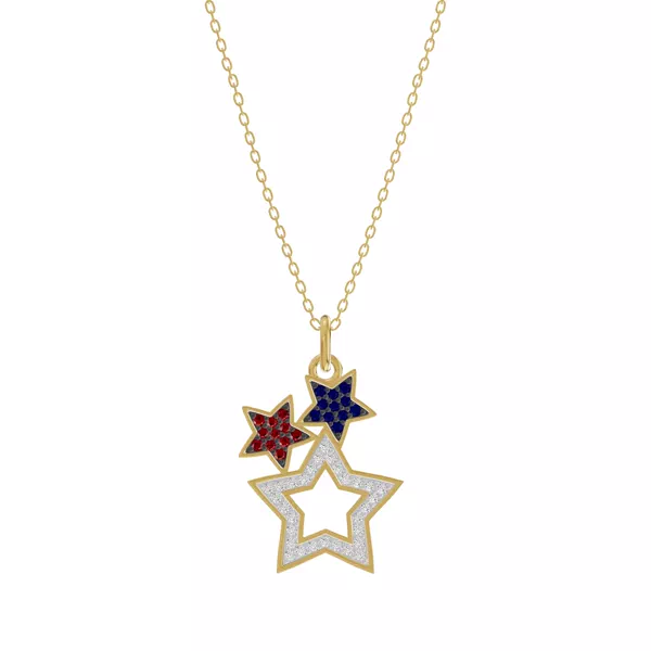 Triple Star Pavé Diamond Necklace
