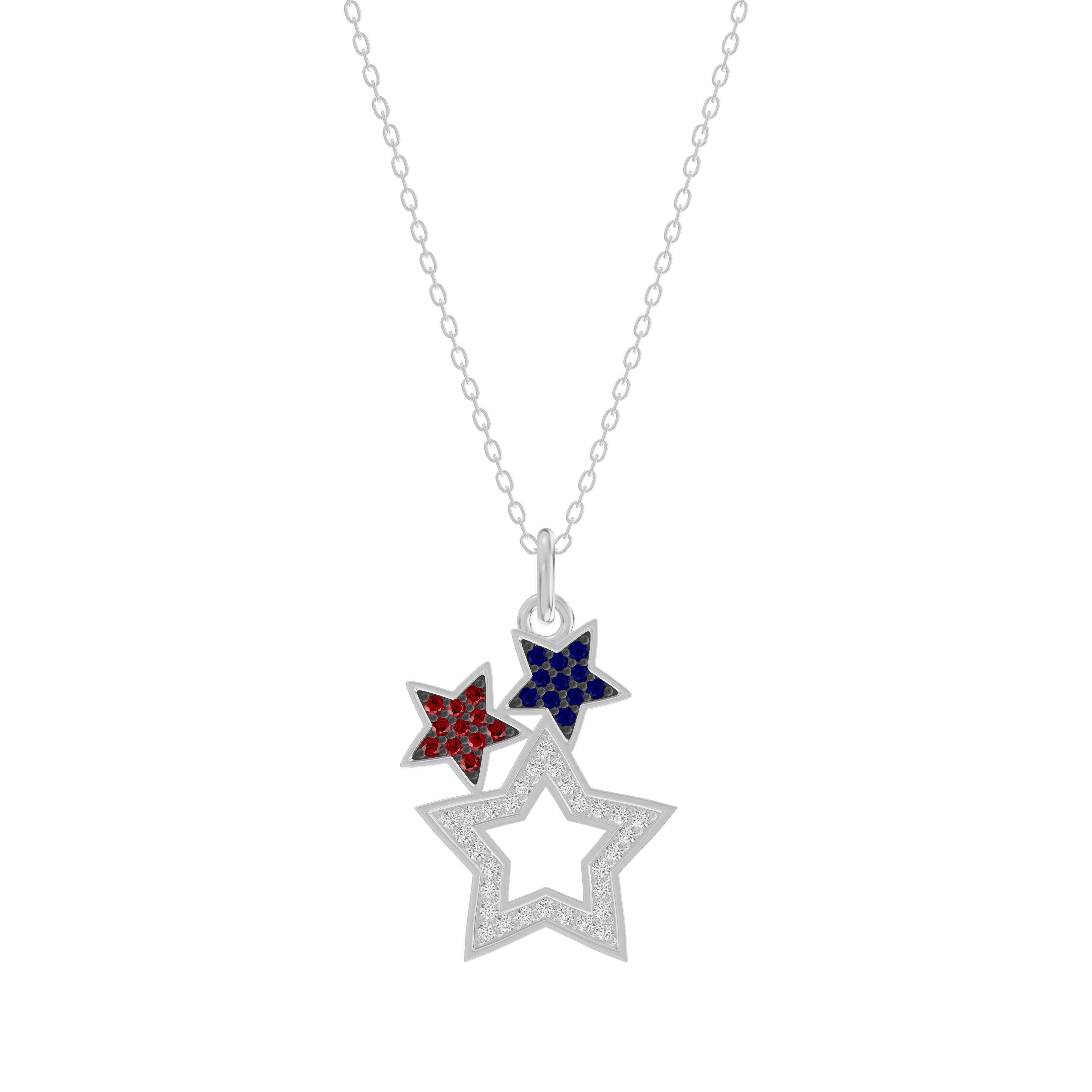 Triple Star Pavé Diamond Necklace