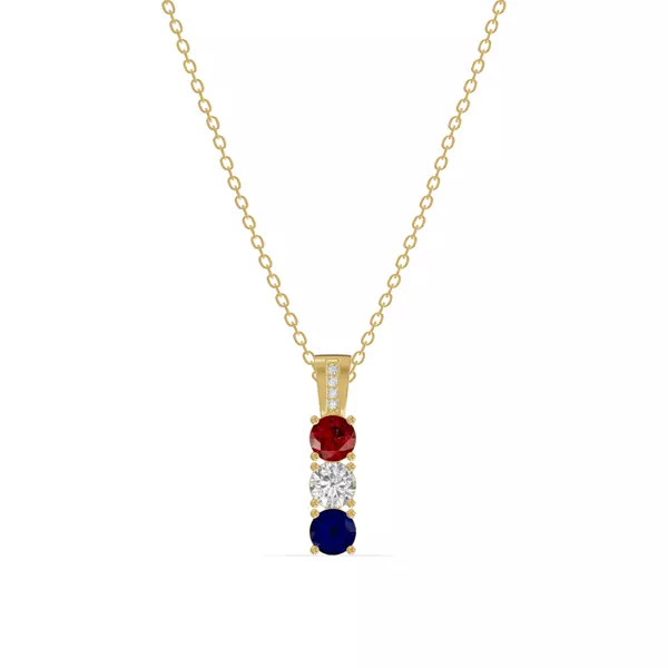 Three-Stone Vertical Lab Diamond Necklace