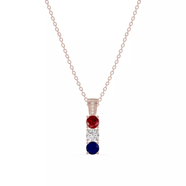 Three-Stone Vertical Lab Diamond Necklace
