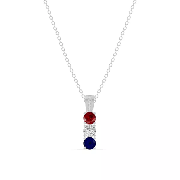 Three-Stone Vertical Diamond Silver Necklace