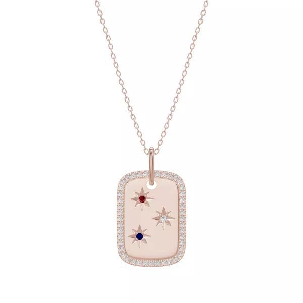 Star-Set Pavé Dog Tag Lab Diamond Necklace