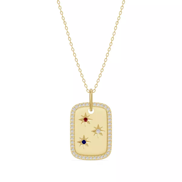 Star-Set Pavé Dog Tag Diamond Necklace