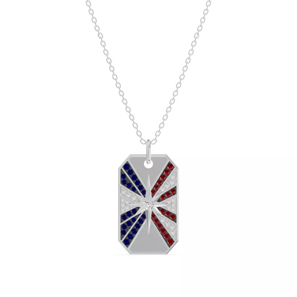 Radiant Star Pavé Dog Tag Lab Diamond Necklace