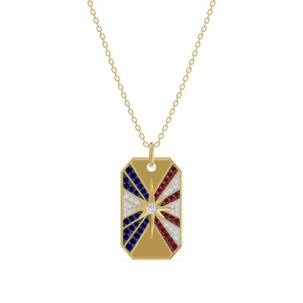 Radiant Star Pavé Dog Tag Lab Diamond Necklace