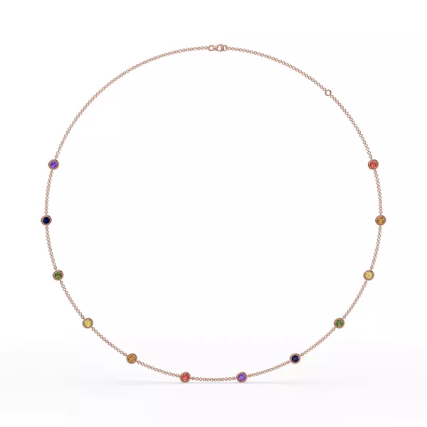 Rainbow Sapphire Bezel Station Vermeil Necklace (2 ct. tw.)