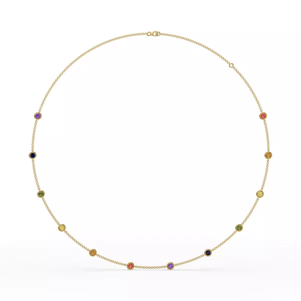 Rainbow Sapphire Bezel Station Vermeil Necklace (2 ct. tw.)