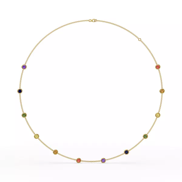 Rainbow Sapphire Bezel Station Necklace (3 ct. tw.)