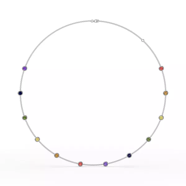 Rainbow Sapphire Bezel Station Necklace (3 ct. tw.)