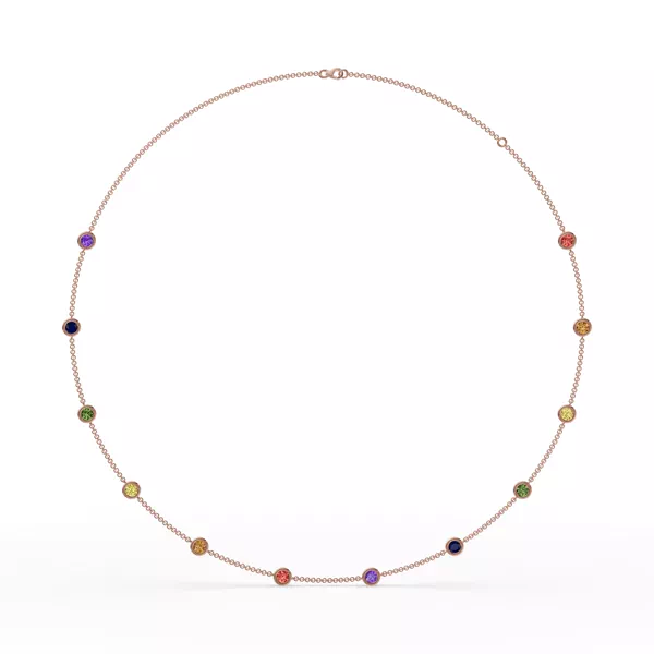 Rainbow Sapphire Bezel Station Vermeil Necklace (3 ct. tw.)