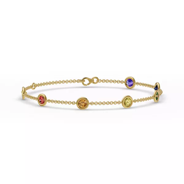 Rainbow Sapphire Bezel Station Bracelet (1.50 ct. tw.)