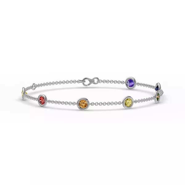 Rainbow Sapphire Bezel Station Silver Bracelet (1.50 ct. tw.)