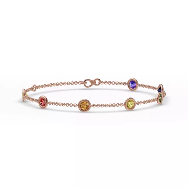 Rainbow Sapphire Bezel Station Vermeil Bracelet (1.50 ct. tw.)