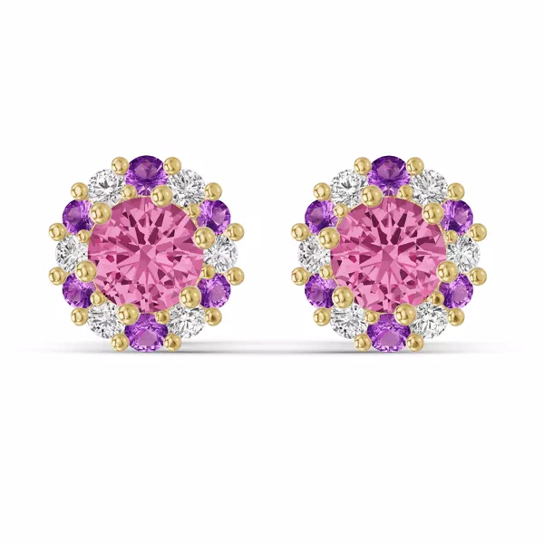 Velvet Amethyst Halo Stud Earrings