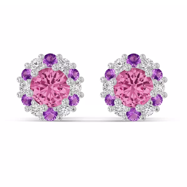 Velvet Amethyst Halo Stud Earrings
