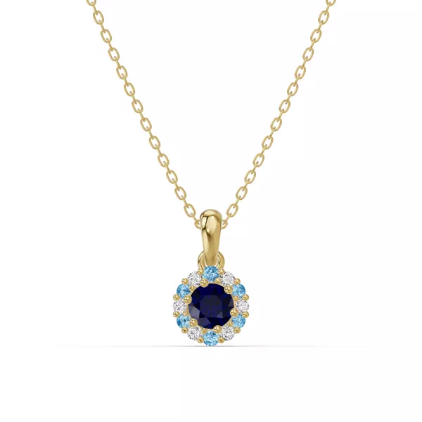 Midnight Frost Sapphire Halo Necklace