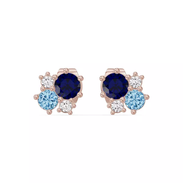 Midnight Frost Sapphire Stud Earrings